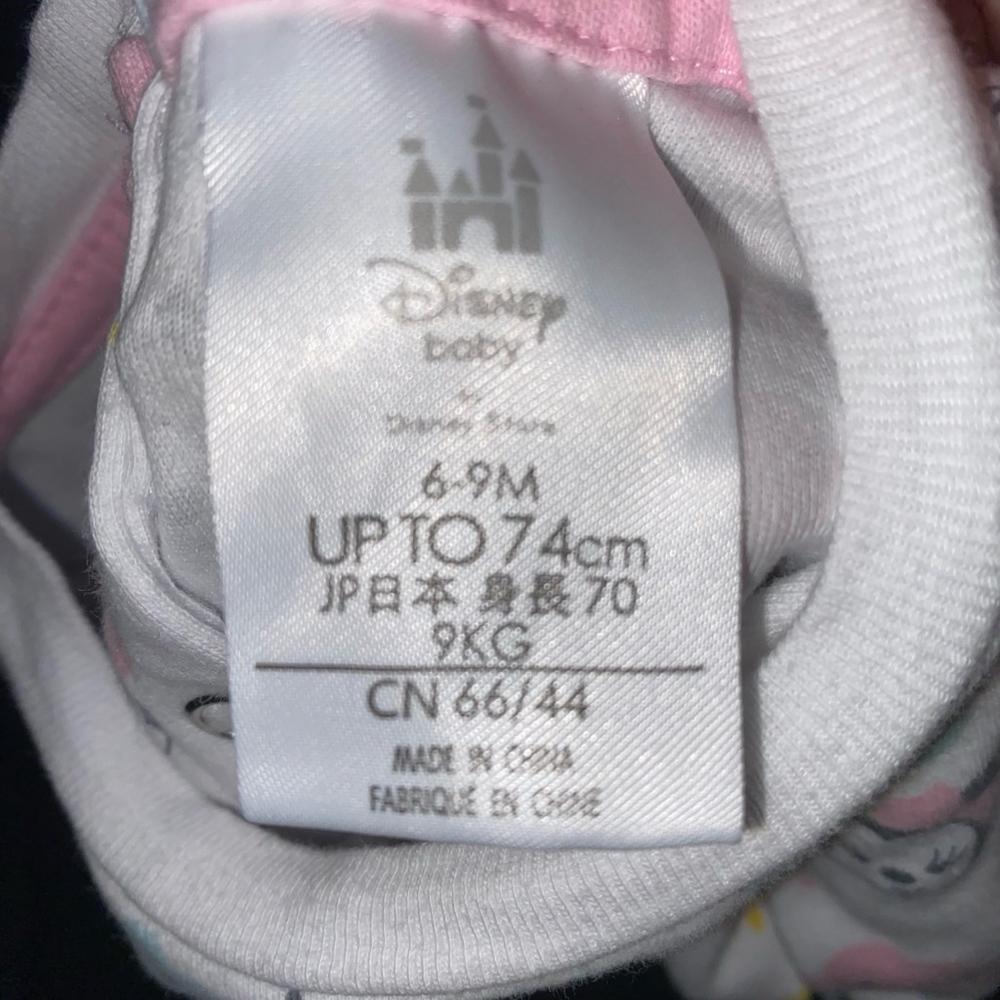 ⭐️3/$20 Baby Girl Disney Baby Bodysuit 6-9M White Pink - Picture 3 of 3